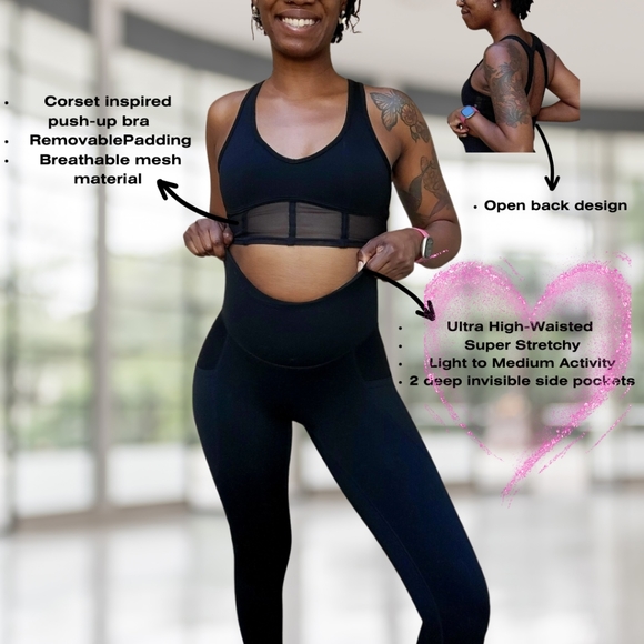 Women's Ultra High-Waisted Leggings with 2 deep side pockets 33"- Jet Black - Picture 7 of 8